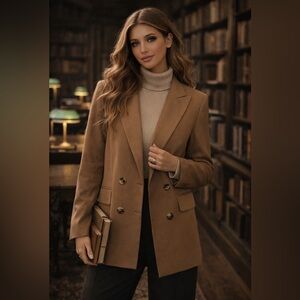 Sandro Paris wool blend blazer camel brown US 4